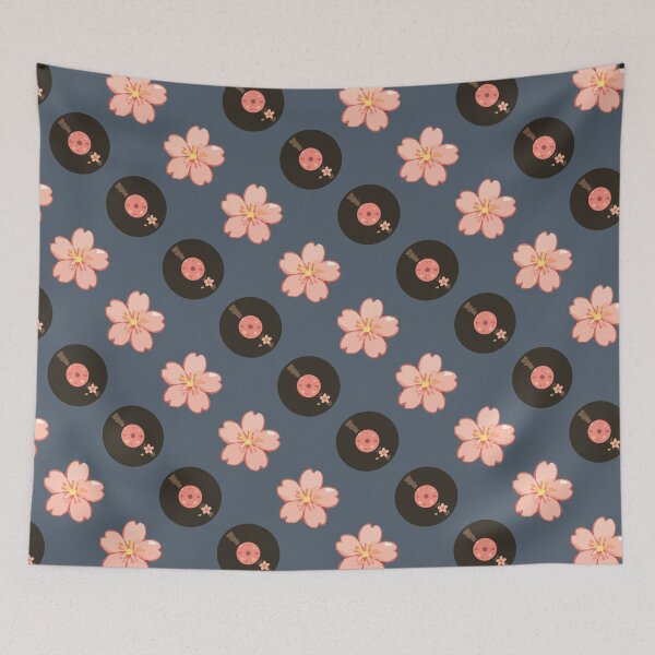 Item preview, Vintage Vinyl Records and Floral Music Pattern 1 designed and sold by SimplePoDesign.