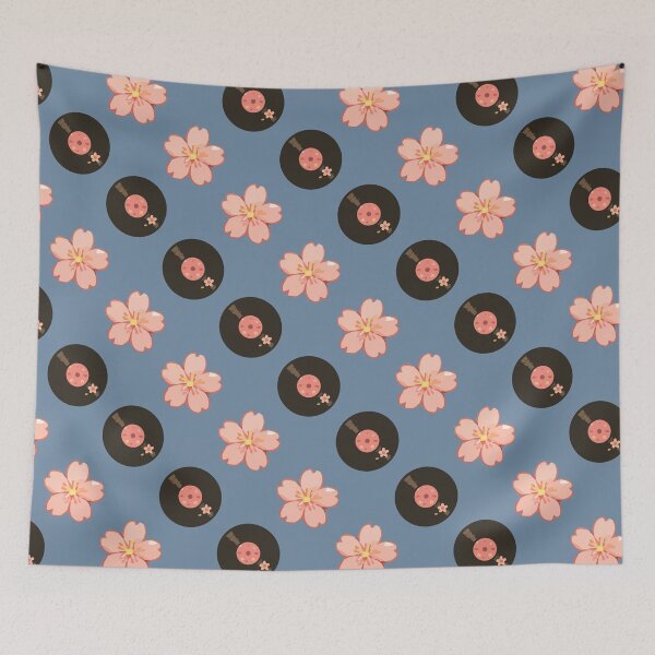 Item preview, Vintage Vinyl Records and Floral Music Pattern 2 designed and sold by SimplePoDesign.