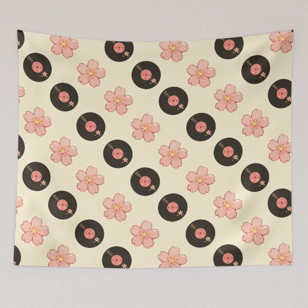 Item preview, Vintage Vinyl Records and Floral Music Pattern 7 designed and sold by SimplePoDesign.