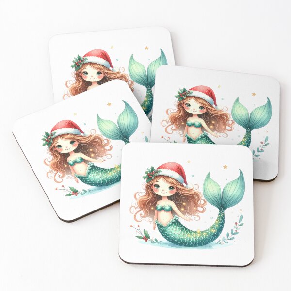 Item preview, Cute Christmas Mermaid Santa Hat Illustration designed and sold by Rutvain.