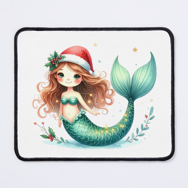 Item preview, Cute Christmas Mermaid Santa Hat Illustration designed and sold by Rutvain.