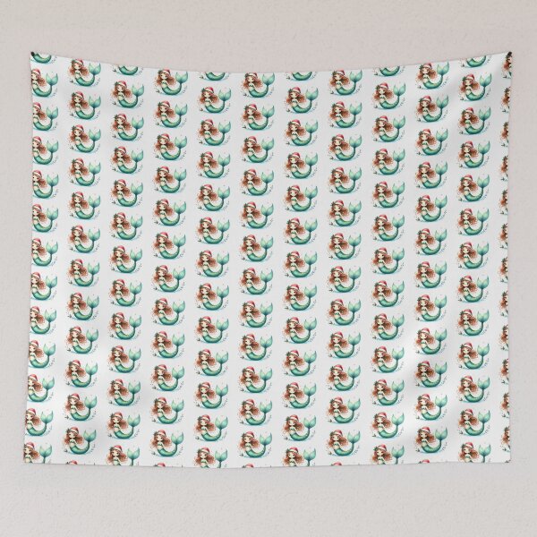 Item preview, Cute Christmas Mermaid Santa Hat Illustration designed and sold by Rutvain.