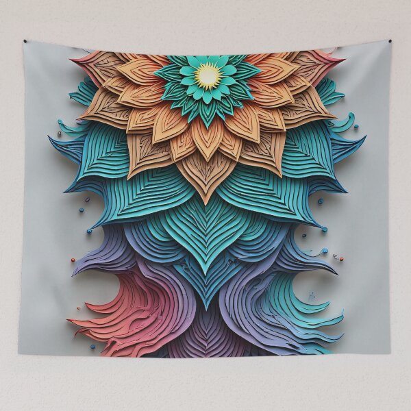 Item preview, A colorful, geometric flower unfolds downwards. designed and sold by Mianku | Für das Leben.