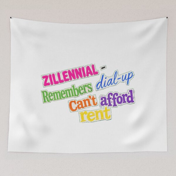 Item preview, Zillennial - Remembers Dial-Up Can't Afford Rent - Funny Colorful Collage designed and sold by Neurospicy Trolls.