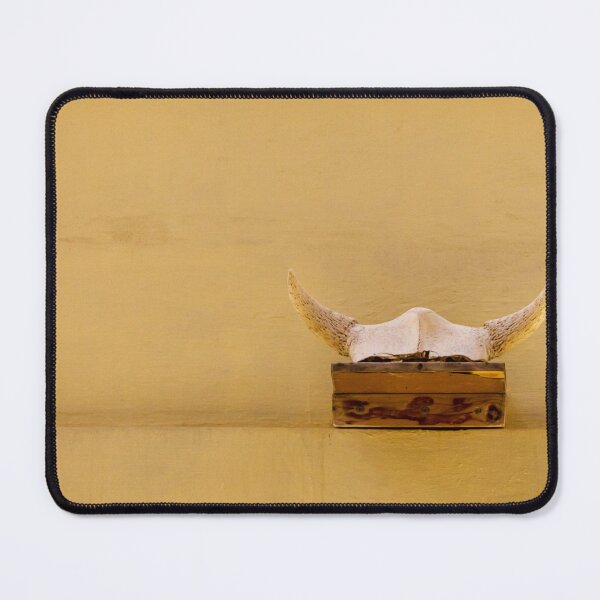 Item preview, Mounted Bull Skull With Curved Horns On Rustic Yellow Wall Minimal Western Decor designed and sold by Nmallia.