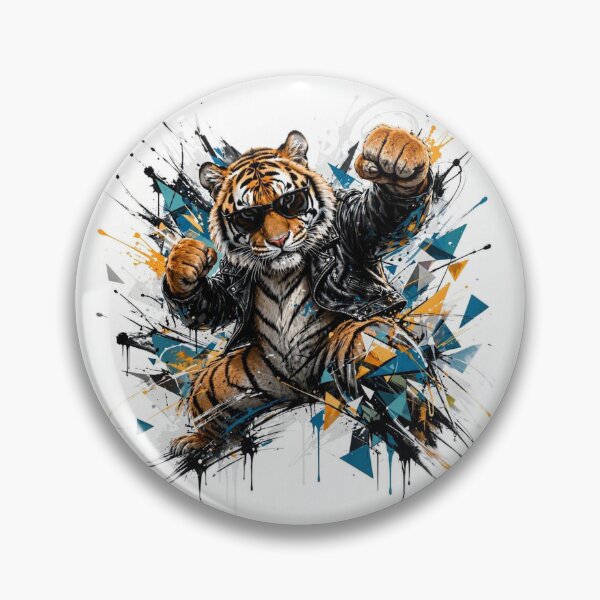 Item preview, Kung Fu Tiger Biker - Retro Graffiti Street Art Tags designed and sold by ExpressoJungle.
