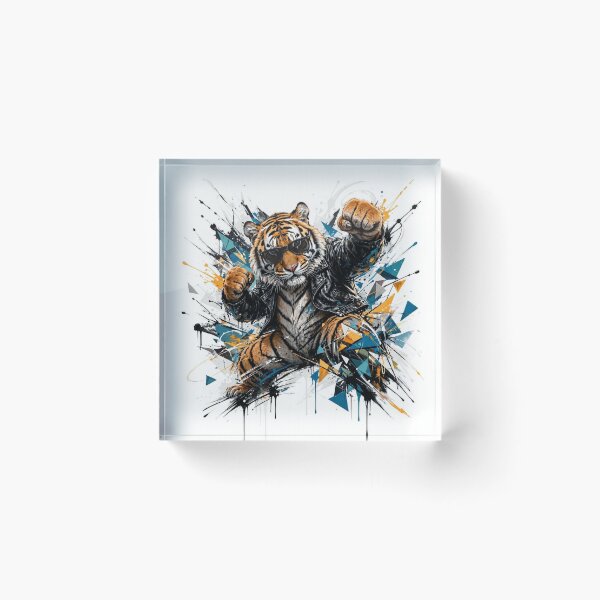Item preview, Kung Fu Tiger Biker - Retro Graffiti Street Art Tags designed and sold by ExpressoJungle.