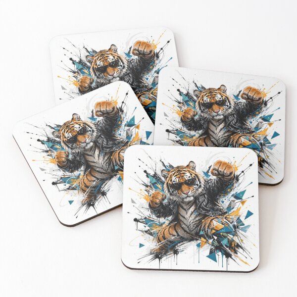 Item preview, Kung Fu Tiger Biker - Retro Graffiti Street Art Tags designed and sold by ExpressoJungle.