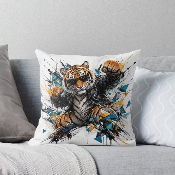 Item preview, Kung Fu Tiger Biker - Retro Graffiti Street Art Tags designed and sold by ExpressoJungle.