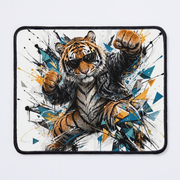 Item preview, Kung Fu Tiger Biker - Retro Graffiti Street Art Tags designed and sold by ExpressoJungle.