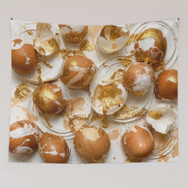 Item preview, Gilded Eggshell and Gold Leaf Mixed Media Art designed and sold by THE SPLATTERED HAUS BY SAGE BANKS.