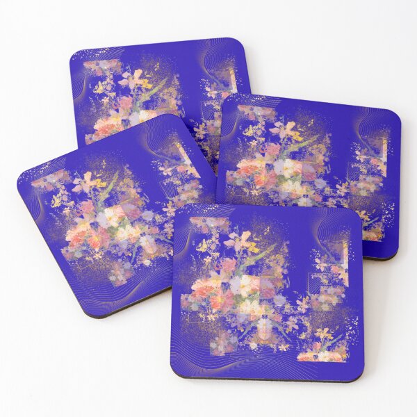 Item preview, Abstract Floral Collage in Blue and Gold designed and sold by Shambhavi_Studio.