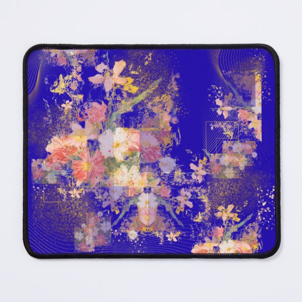 Item preview, Abstract Floral Collage in Blue and Gold designed and sold by Shambhavi_Studio.
