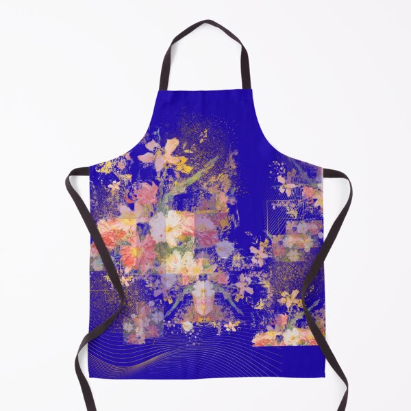 Item preview, Abstract Floral Collage in Blue and Gold designed and sold by Shambhavi_Studio.