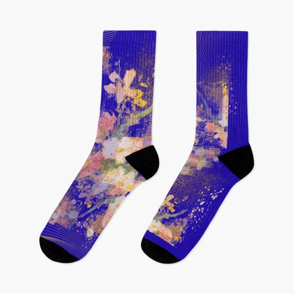 Item preview, Abstract Floral Collage in Blue and Gold designed and sold by Shambhavi_Studio.