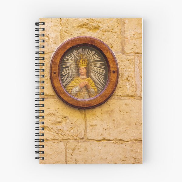 Item preview, Vintage Religious Icon Of Crowned Saint In Wooden Frame On Stone Wall Street Shrine designed and sold by Nmallia.