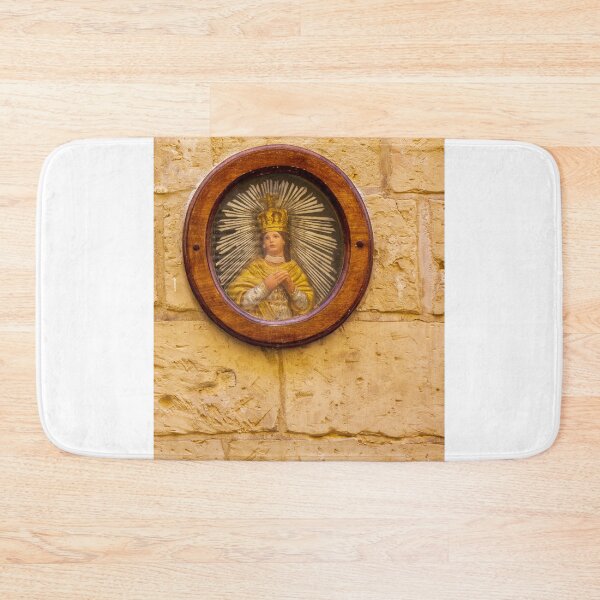 Item preview, Vintage Religious Icon Of Crowned Saint In Wooden Frame On Stone Wall Street Shrine designed and sold by Nmallia.