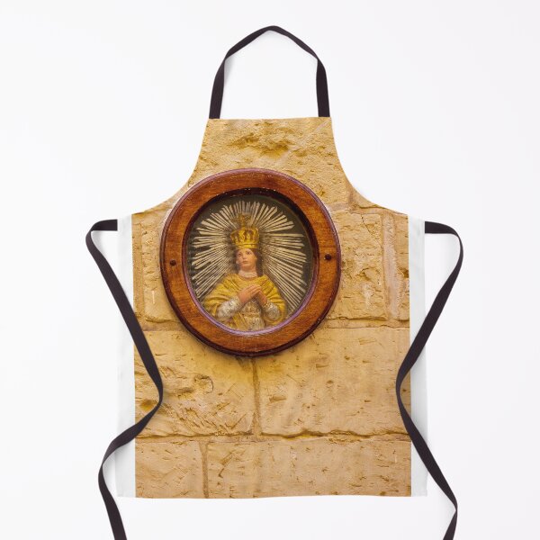 Item preview, Vintage Religious Icon Of Crowned Saint In Wooden Frame On Stone Wall Street Shrine designed and sold by Nmallia.