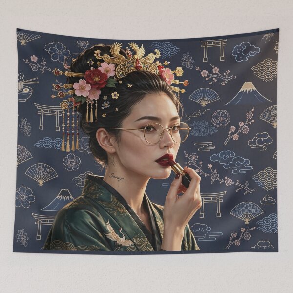 Item preview, Modern Japanese Geisha & Mount Fuji designed and sold by LenNo9881.