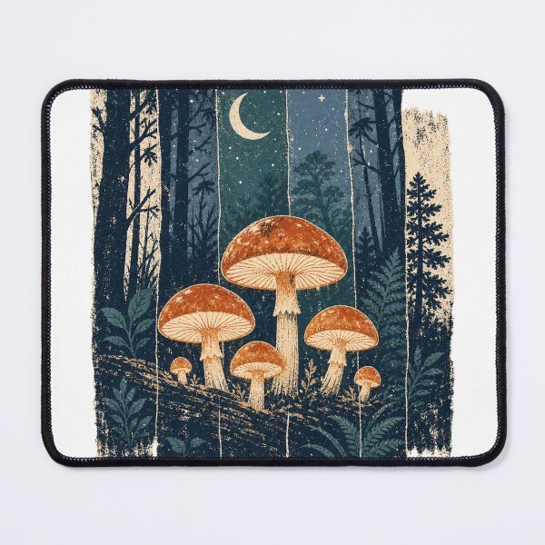 Item preview, Glowing Mushrooms on the Night Forest Floor Witchcore Art designed and sold by VisualArtsOasis.