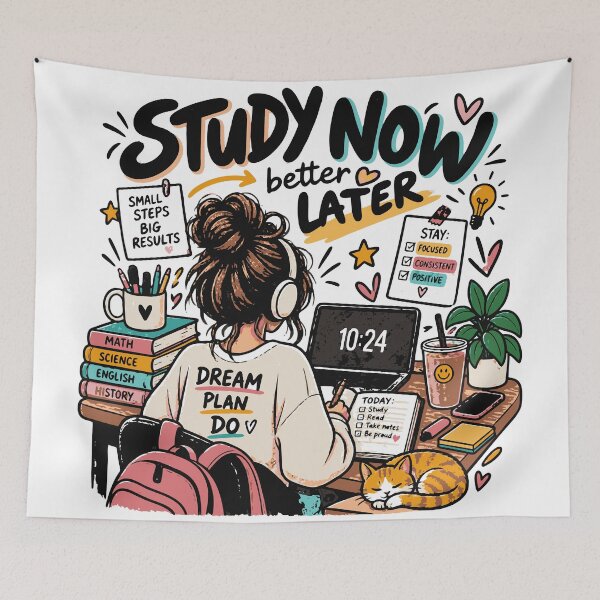 Item preview, Study Now Better Later | Study Motivation Student School Shirt designed and sold by Sunday.Supply.