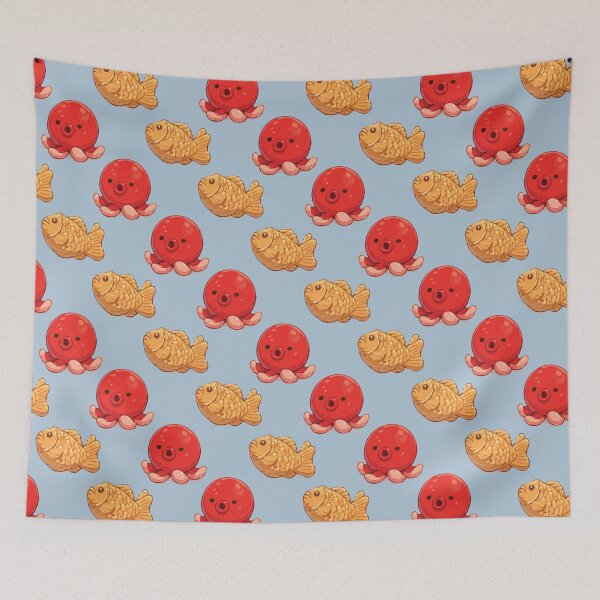 Item preview, Cute Octopus and Taiyaki Japanese Food Pattern 2 designed and sold by SimplePoDesign.