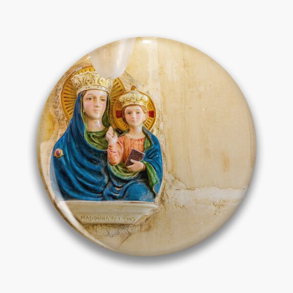 Item preview, Madonna And Child Wall Plaque With Lamp On A Weathered Stone Church Wall designed and sold by Nmallia.