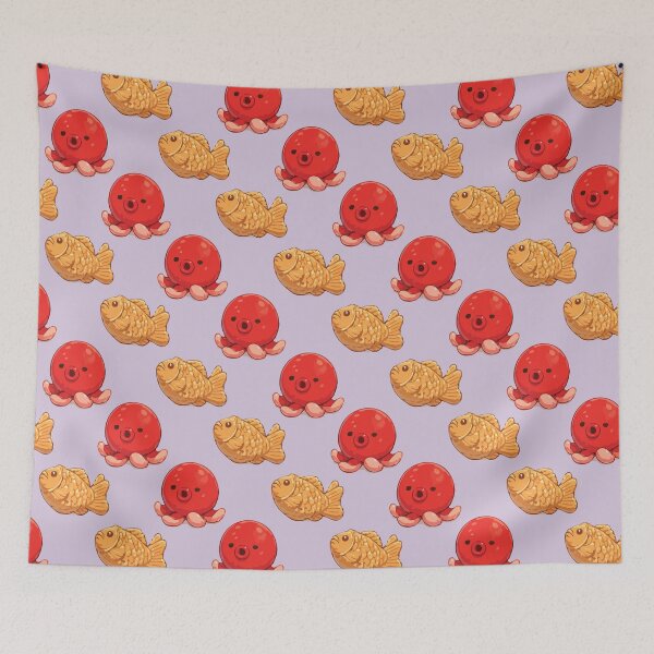 Item preview, Cute Octopus and Taiyaki Japanese Food Pattern 6 designed and sold by SimplePoDesign.