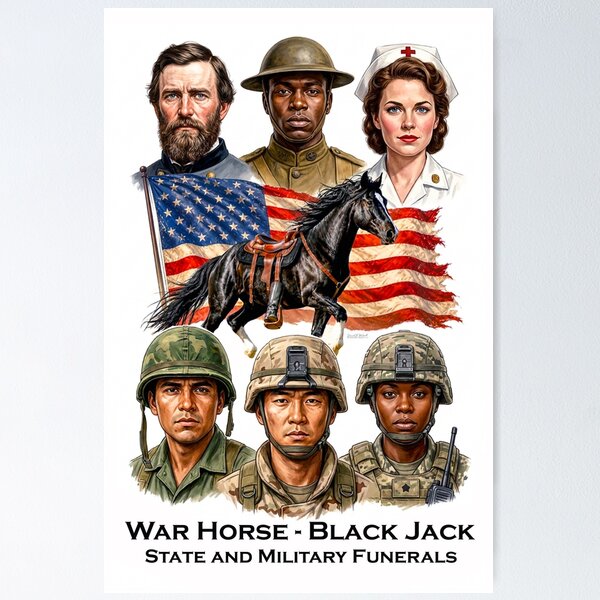 Item preview, WAR HORSE - BLACK JACK - American's Legendary Military Horse designed and sold by DBM Photo Art 1.