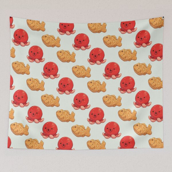 Item preview, Cute Octopus and Taiyaki Japanese Food Pattern 8 designed and sold by SimplePoDesign.