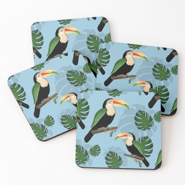 Item preview, Tropical Toucan & Monstera Pattern - Exotic Light Blue Jungle Botanical designed and sold by Fiorart Studio .