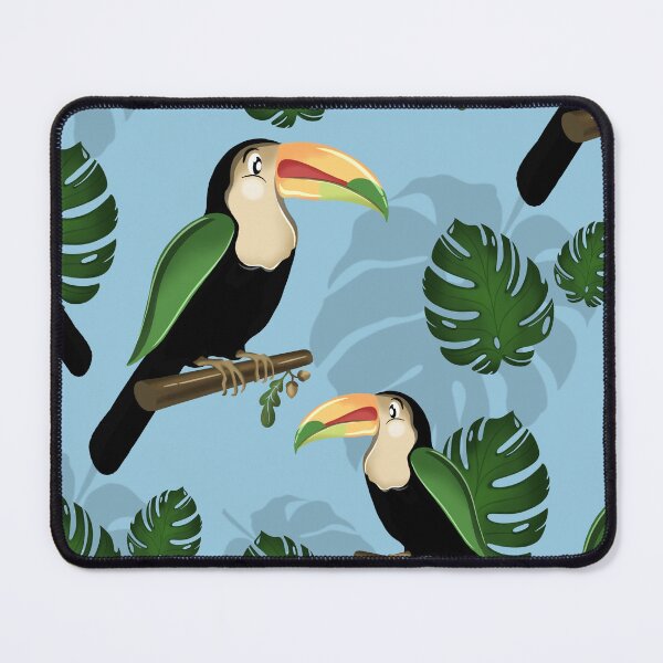 Item preview, Tropical Toucan & Monstera Pattern - Exotic Light Blue Jungle Botanical designed and sold by Fiorart Studio .