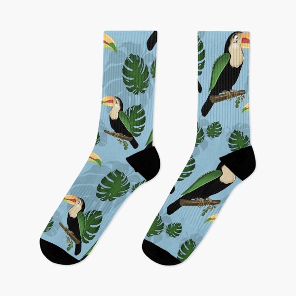 Item preview, Tropical Toucan & Monstera Pattern - Exotic Light Blue Jungle Botanical designed and sold by Fiorart Studio .
