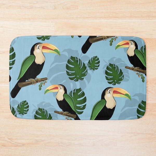 Item preview, Tropical Toucan & Monstera Pattern - Exotic Light Blue Jungle Botanical designed and sold by Fiorart Studio .