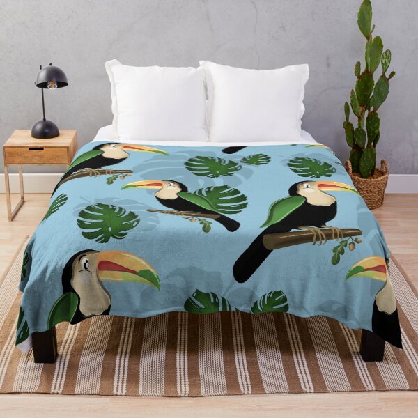 Item preview, Tropical Toucan & Monstera Pattern - Exotic Light Blue Jungle Botanical designed and sold by Fiorart Studio .
