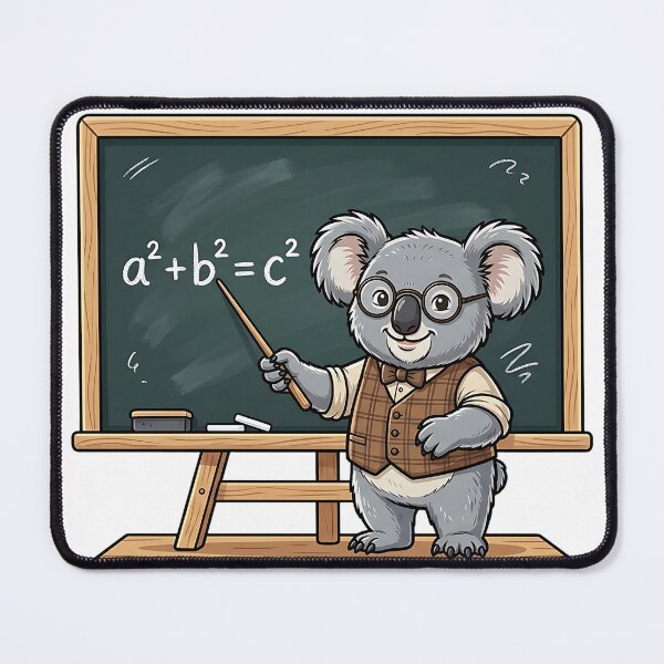 Item preview, Cute Koala Math Teacher Pythagorean Theorem Chalkboard designed and sold by Wild-way Art.
