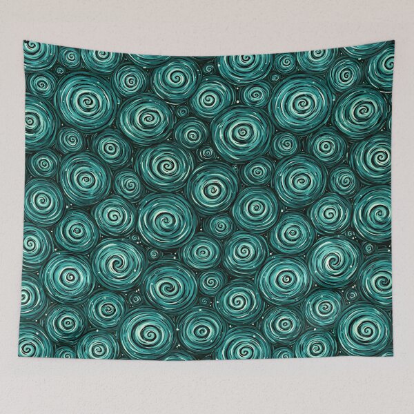 Item preview, Deep Teal Concentric Swirls Abstract designed and sold by Piotrek0001.