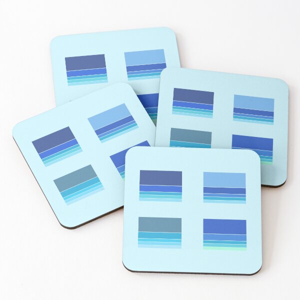 Item preview, Retro Ocean Coastal Stripes Summer Vibes Blues x 4 Rectangles designed and sold by Beachy.
