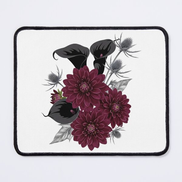 Item preview, Gothic Burgundy Dahlia and Thistle Dark Floral Art designed and sold by Dzblack.