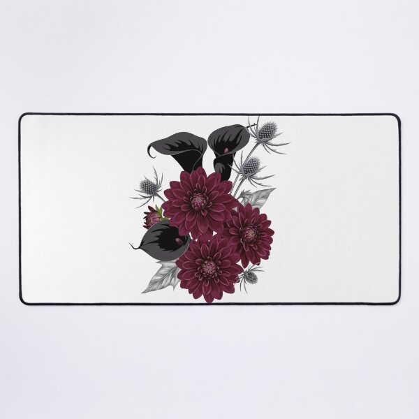 Item preview, Gothic Burgundy Dahlia and Thistle Dark Floral Art designed and sold by Dzblack.