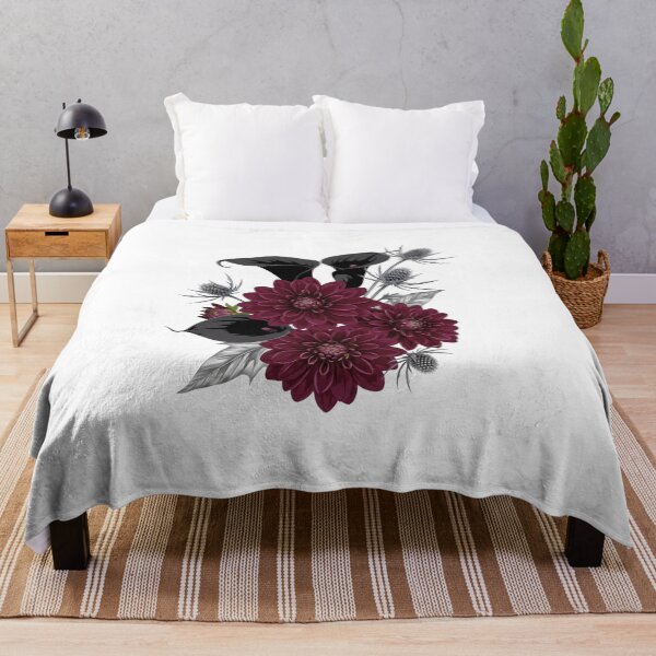 Item preview, Gothic Burgundy Dahlia and Thistle Dark Floral Art designed and sold by Dzblack.