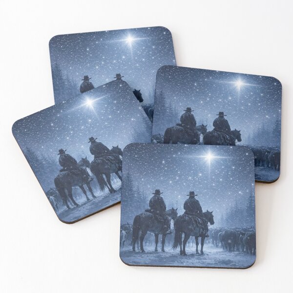 Item preview, Christmas Cowboys Under Starry Winter Sky Cattle Drive designed and sold by Stephanie Laird.