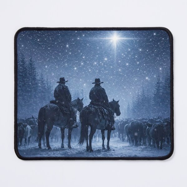 Item preview, Christmas Cowboys Under Starry Winter Sky Cattle Drive designed and sold by Stephanie Laird.