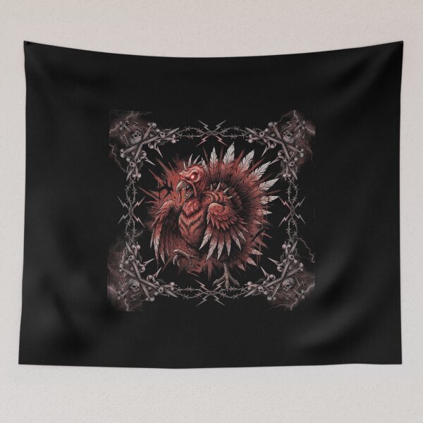 Item preview, Demonic Turkey Barbed Wire Skull Border Deathcore Art designed and sold by Enea Kelo.