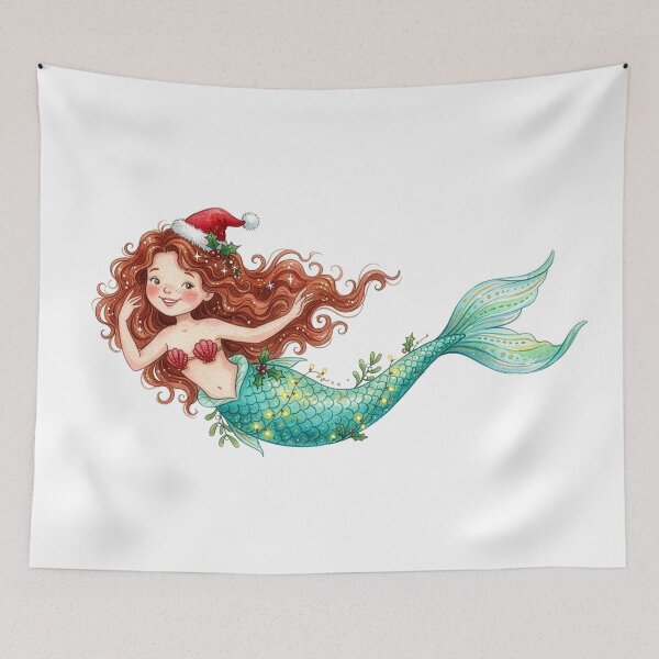 Item preview, Red Haired Christmas Mermaid Fairy Lights designed and sold by Rutvain.
