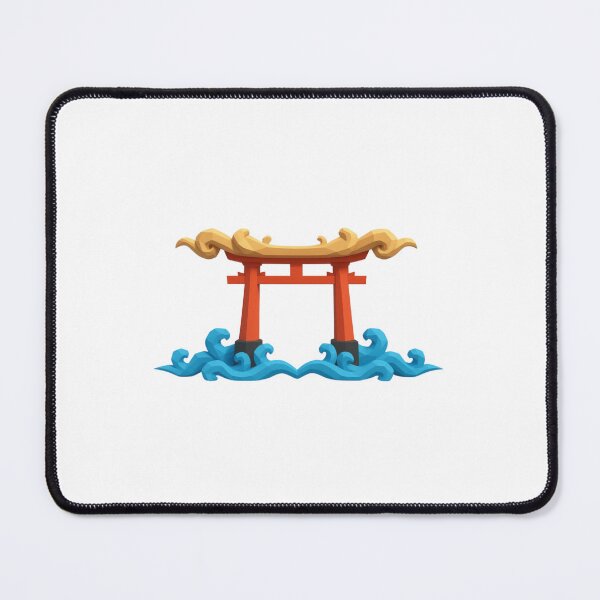 Item preview, Japanese torii gate on geometric waves designed and sold by AKRAMlogo.
