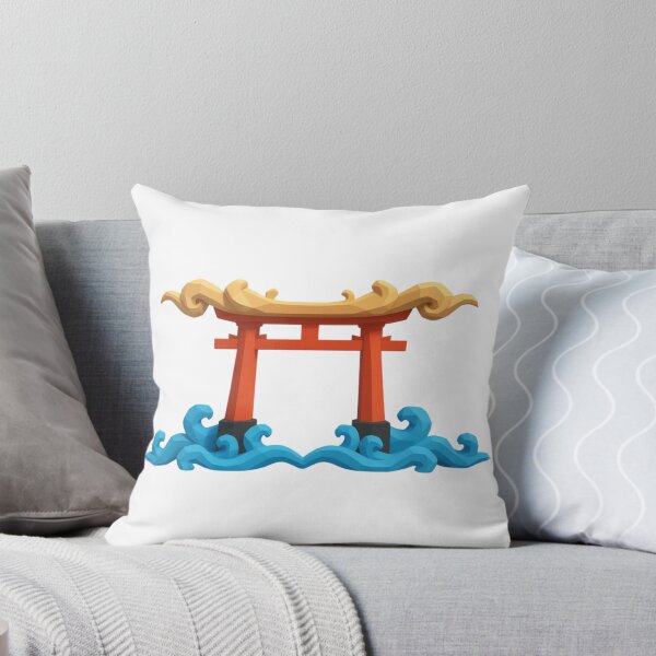 Item preview, Japanese torii gate on geometric waves designed and sold by AKRAMlogo.
