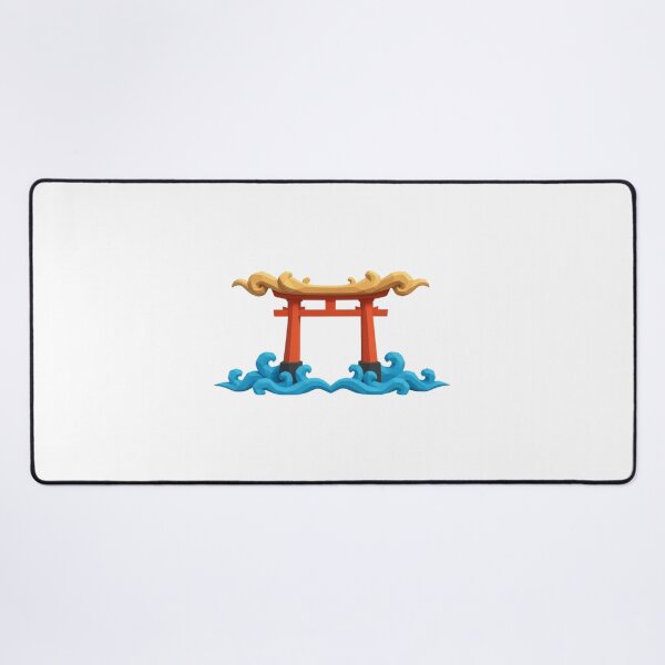 Item preview, Japanese torii gate on geometric waves designed and sold by AKRAMlogo.