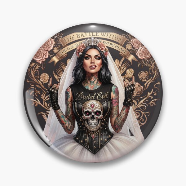 Item preview, Brutal Rocker Bride Skull Tattoo designed and sold by Voodoo Store Paranormal Collections.