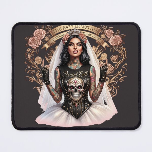 Item preview, Brutal Rocker Bride Skull Tattoo designed and sold by Voodoo Store Paranormal Collections.